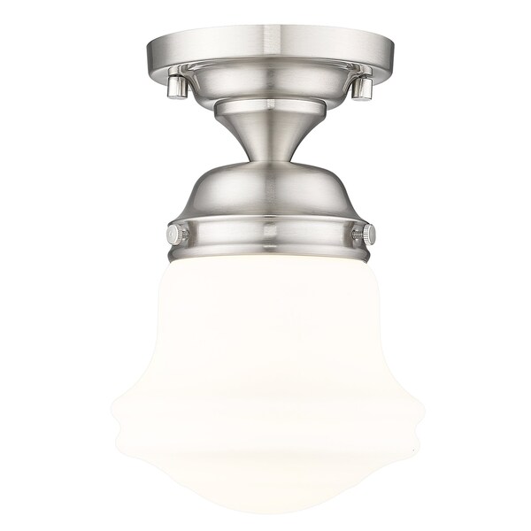 Z-Lite Vaughn Flush Mount, 1-Light, 6 In.W x 9 In.H, Brushed Nickel/Matte Opal 735F1-BN - main